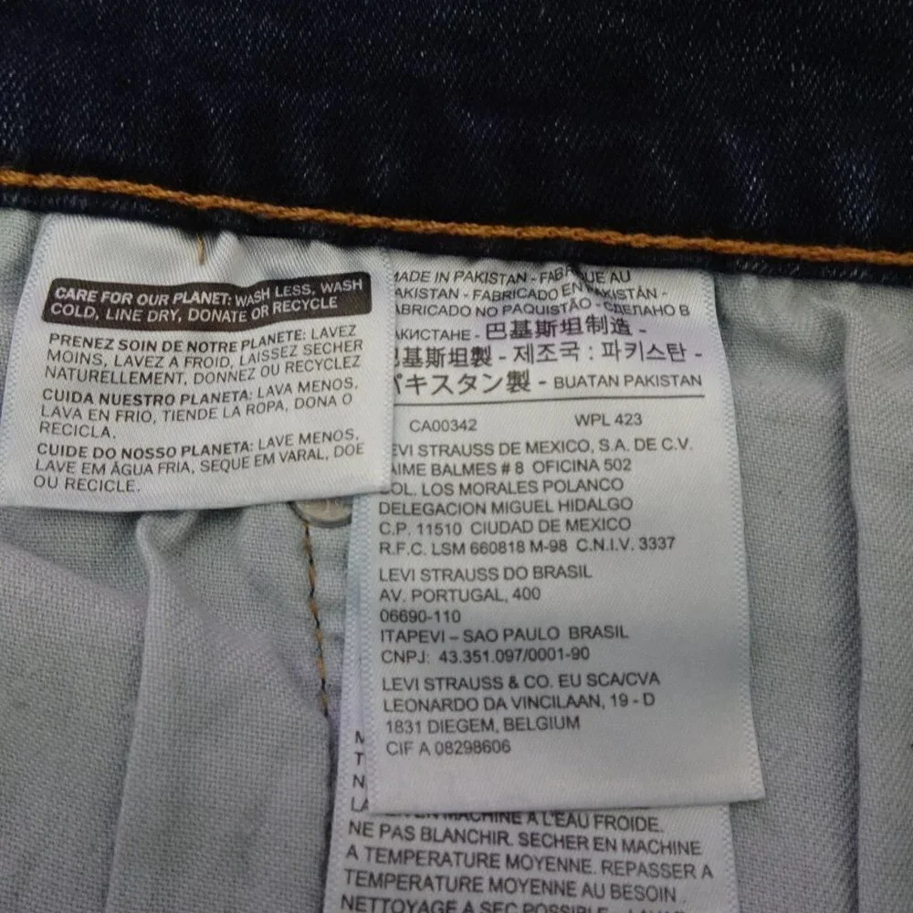 Levi's 502 Taper Jeans Big Men's Size 48x34 Blue Stretch Denim Regular Fit